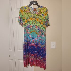 Johnny Was Rainbow Field Multicolor Dress XS